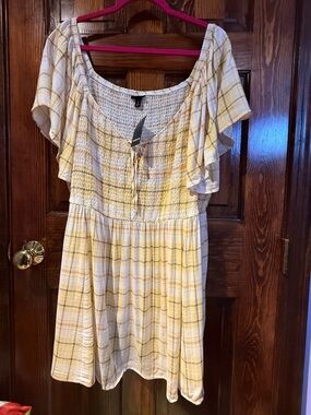 torrid Yellow Plaid Smocked Mini Dress